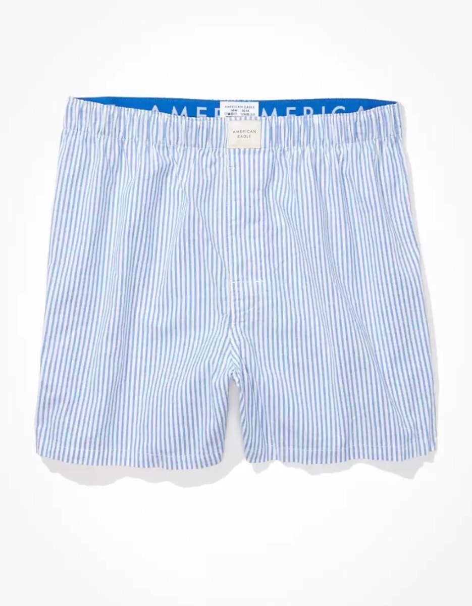 Shorts De Bain American Eagle AEO Rayé Stretch Bleu Homme | OZL-87855394